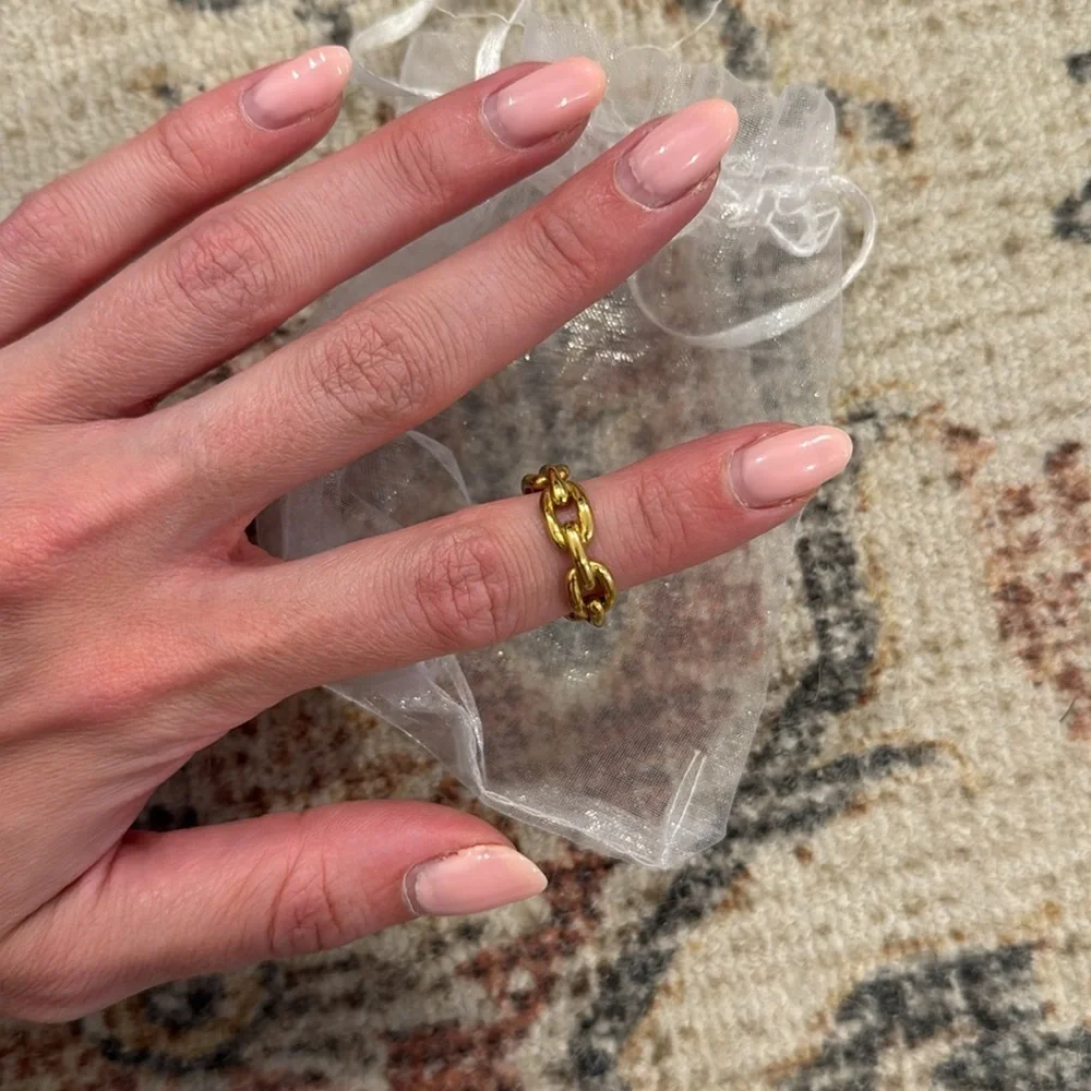 Faux Gold Chain Ring, Size 6